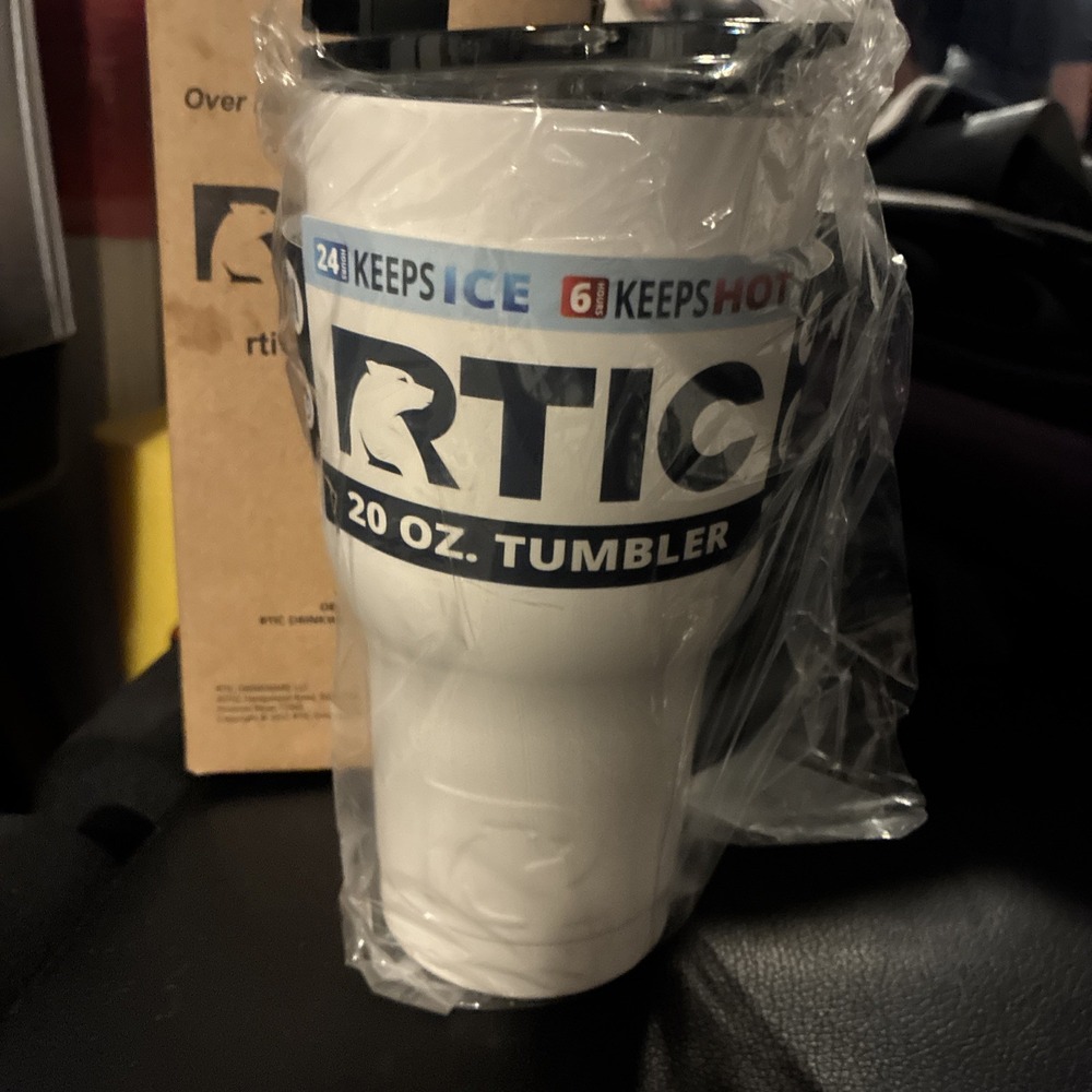 Rtic Tumbler 20oz White New With Lid Box Cold Hot Flip Top Insulated
